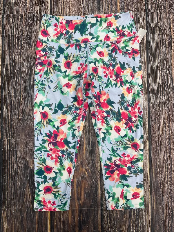 Casual Comfort Wear Floral Print Athletic Leggings Capris Apana, Size L