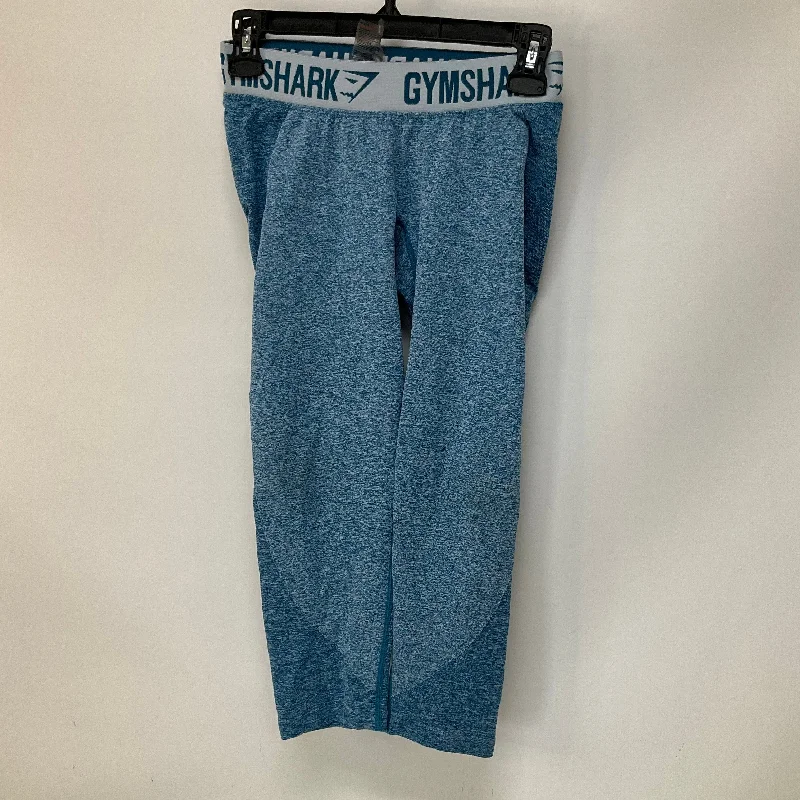 Comfy Dress Teal Athletic Leggings Capris Gym Shark, Size S