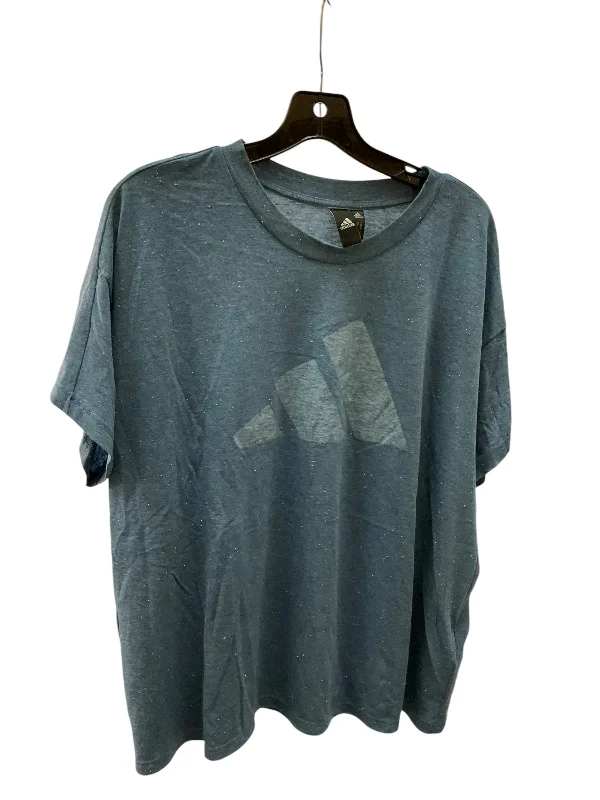 Chic Comfort Wear Athletic Top Short Sleeve By Adidas In Blue, Size: 18
