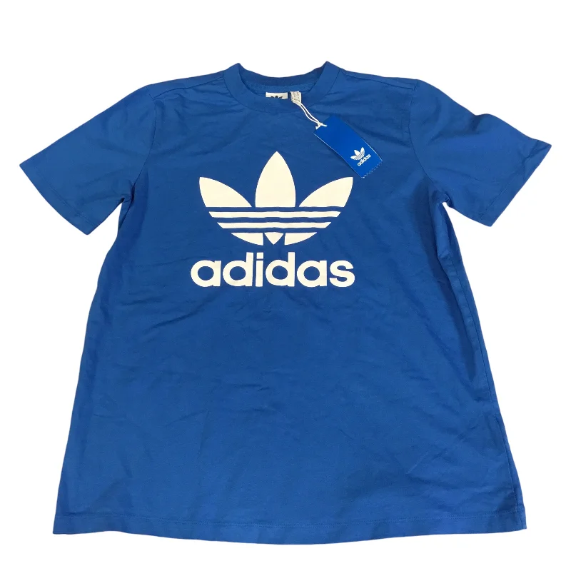 Comfortable Looks Athletic Top Short Sleeve By Adidas In Blue, Size: L