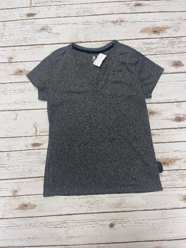 Lace Design Athletic Top Short Sleeve By Champion In Grey, Size: M