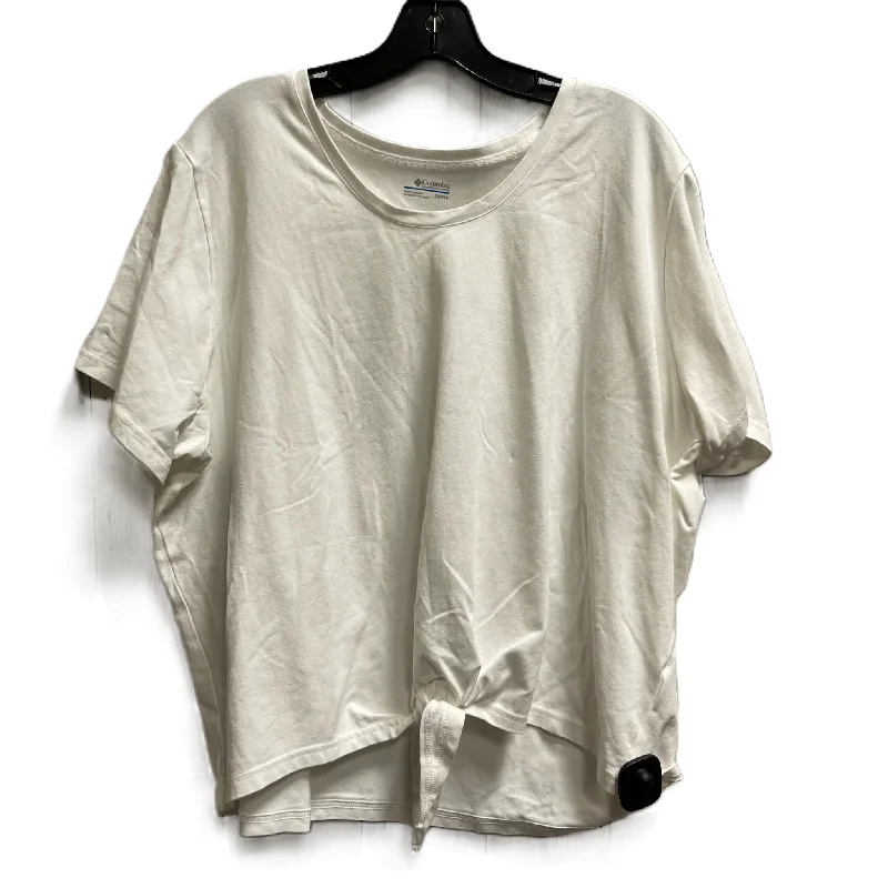 Slightly Flared Design Athletic Top Short Sleeve By Columbia In White, Size: 3x