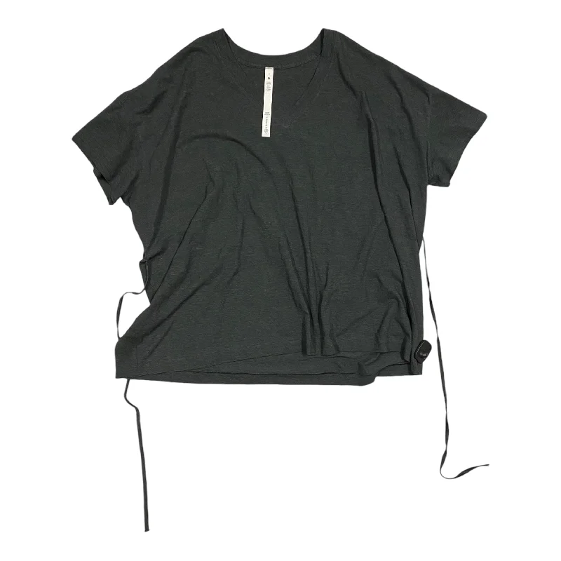 Sporty Comfort Athletic Top Short Sleeve By Lululemon In Grey, Size: 6