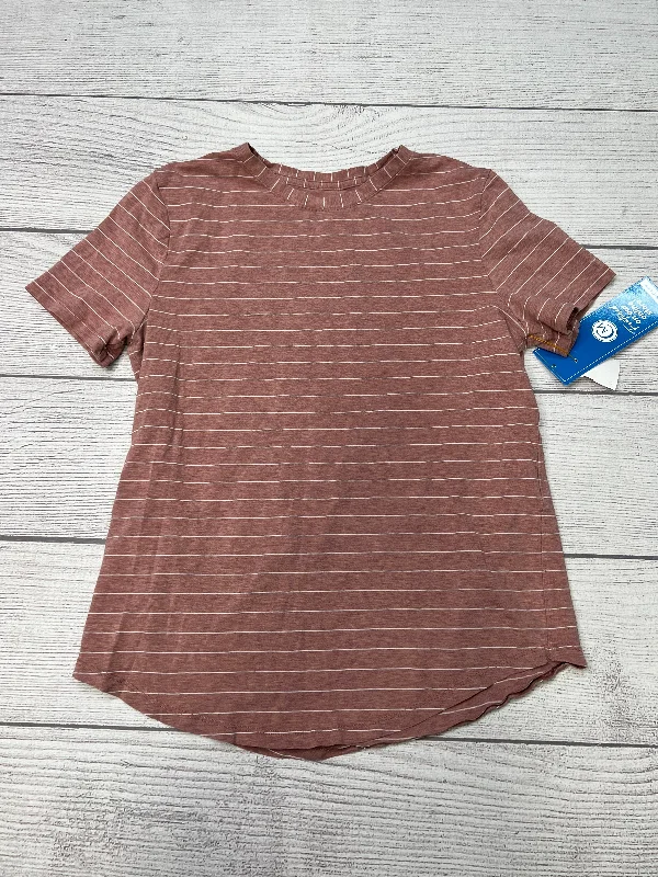 High Street Style Athletic Top Short Sleeve By Lululemon In Striped, Size: S