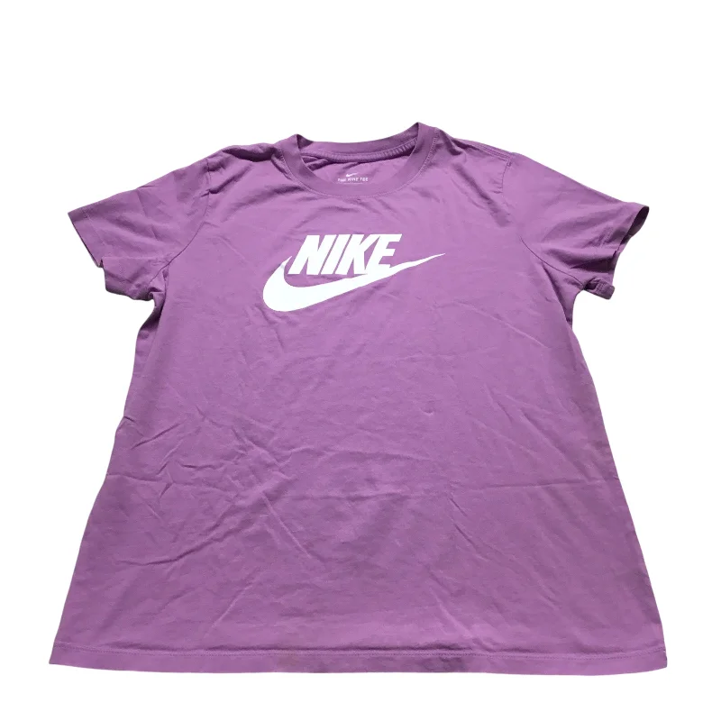 Bright Colors Athletic Top Short Sleeve By Nike Apparel In Purple, Size: L