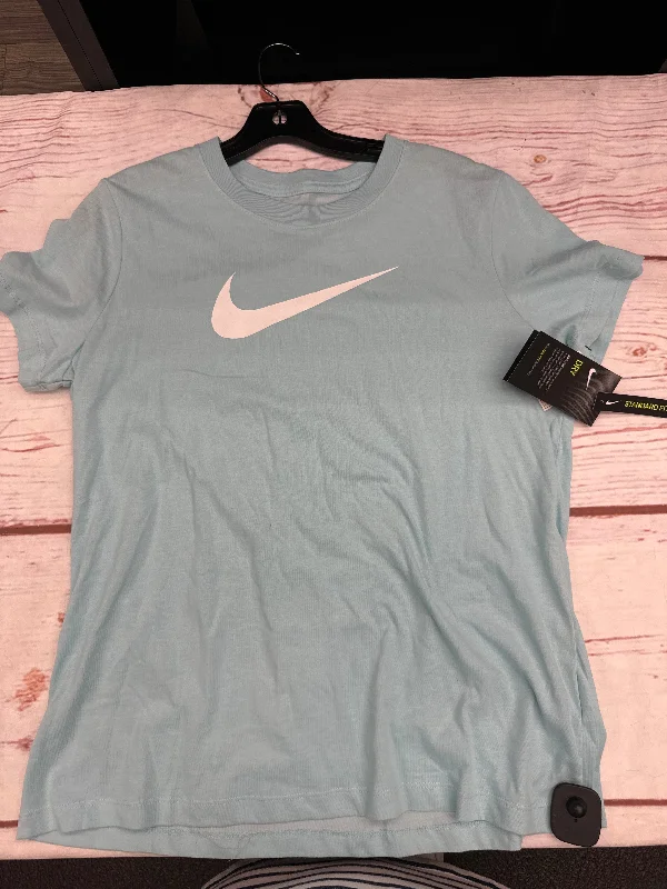 Warm Wear Athletic Top Short Sleeve By Nike In Baby Blue, Size: L