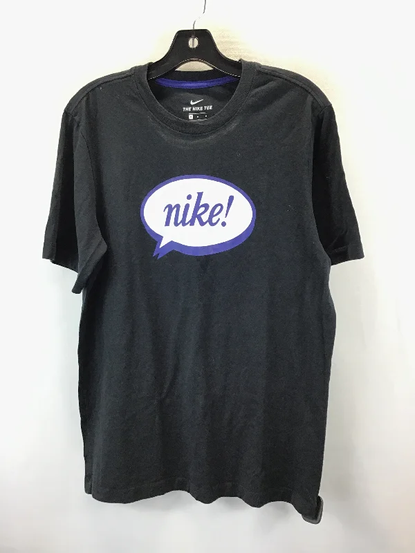 Cozy Fashion Athletic Top Short Sleeve By Nike In Black & Blue, Size: M