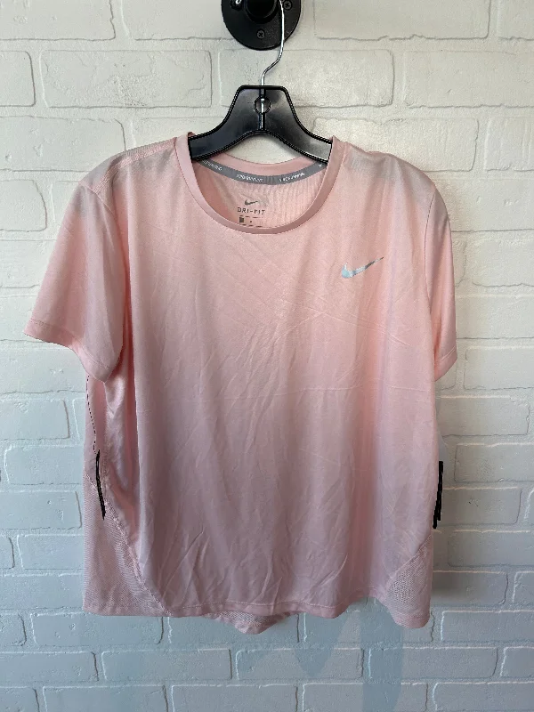 Relaxed And Casual Athletic Top Short Sleeve By Nike In Pink, Size: L