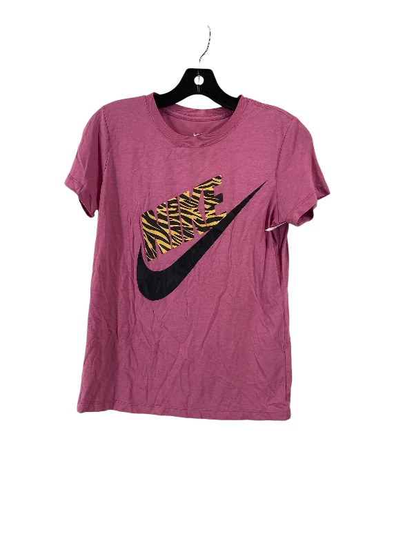 Integrated Design Athletic Top Short Sleeve By Nike In Pink, Size: S