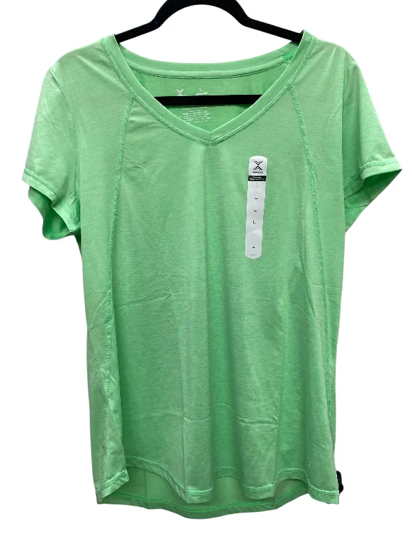 Tropical Style Athletic Top Short Sleeve By Xersion In Green, Size: L