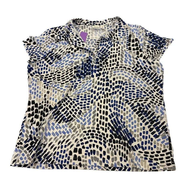 Modern Tailoring Athletic Top Short Sleeve By Zenergy By Chicos In Blue & White, Size: 3