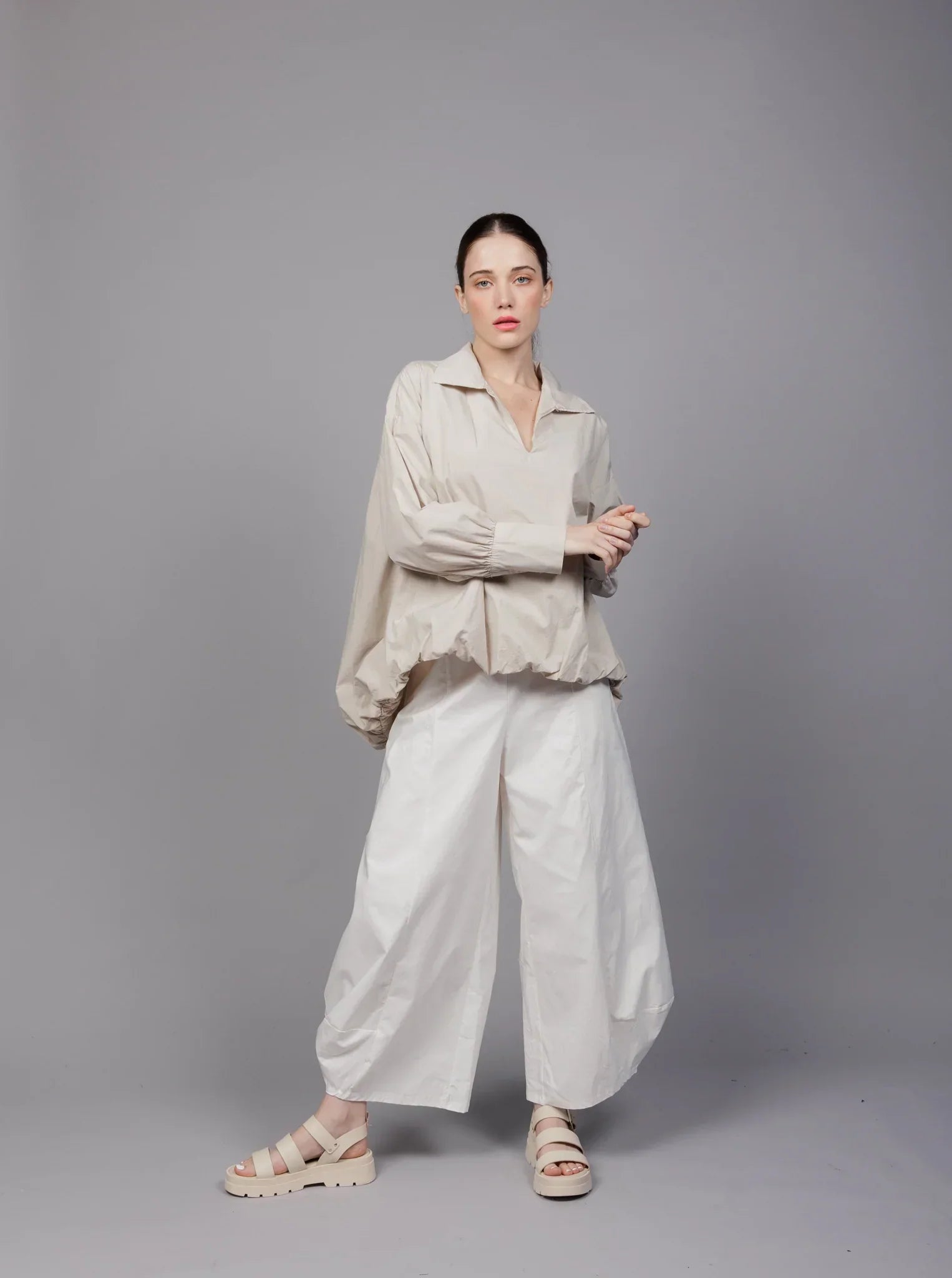 Urban Sense Paolo Tricot, SU6123 Lantern Pant Ivory