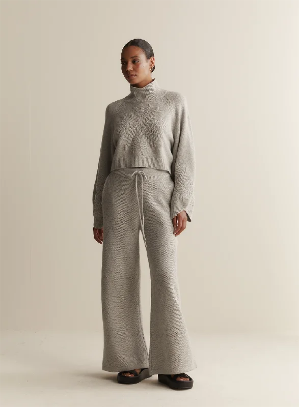 Wearable At Home Or Out Elizabeth Wool Quilt Knit Pant | Grey Marle