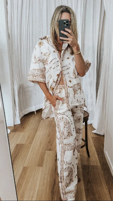 Fashion Pioneer Lottie Pants Printed Linen - Wholesale