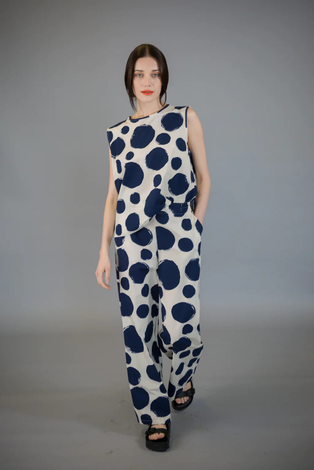 New Products Paolo Tricot Sale, SU6069 Polka Dot Crop Pant 50% Off Regular Price