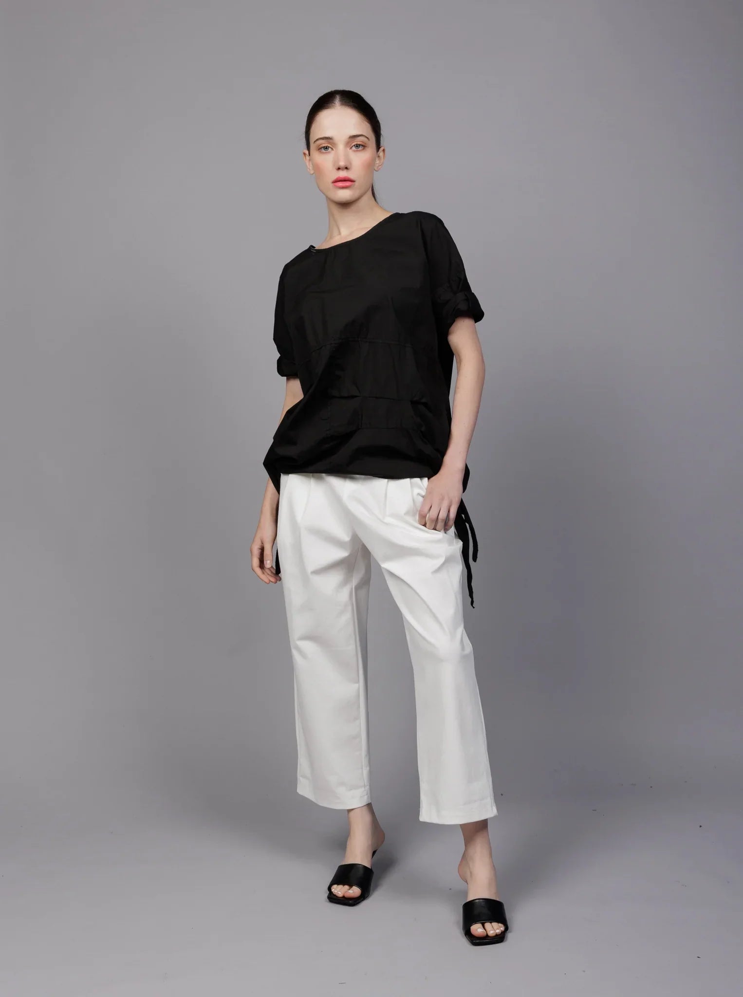 Elegant Temperament Paolo Tricot, SU6175 Pleated Pant with Buttons Ivory