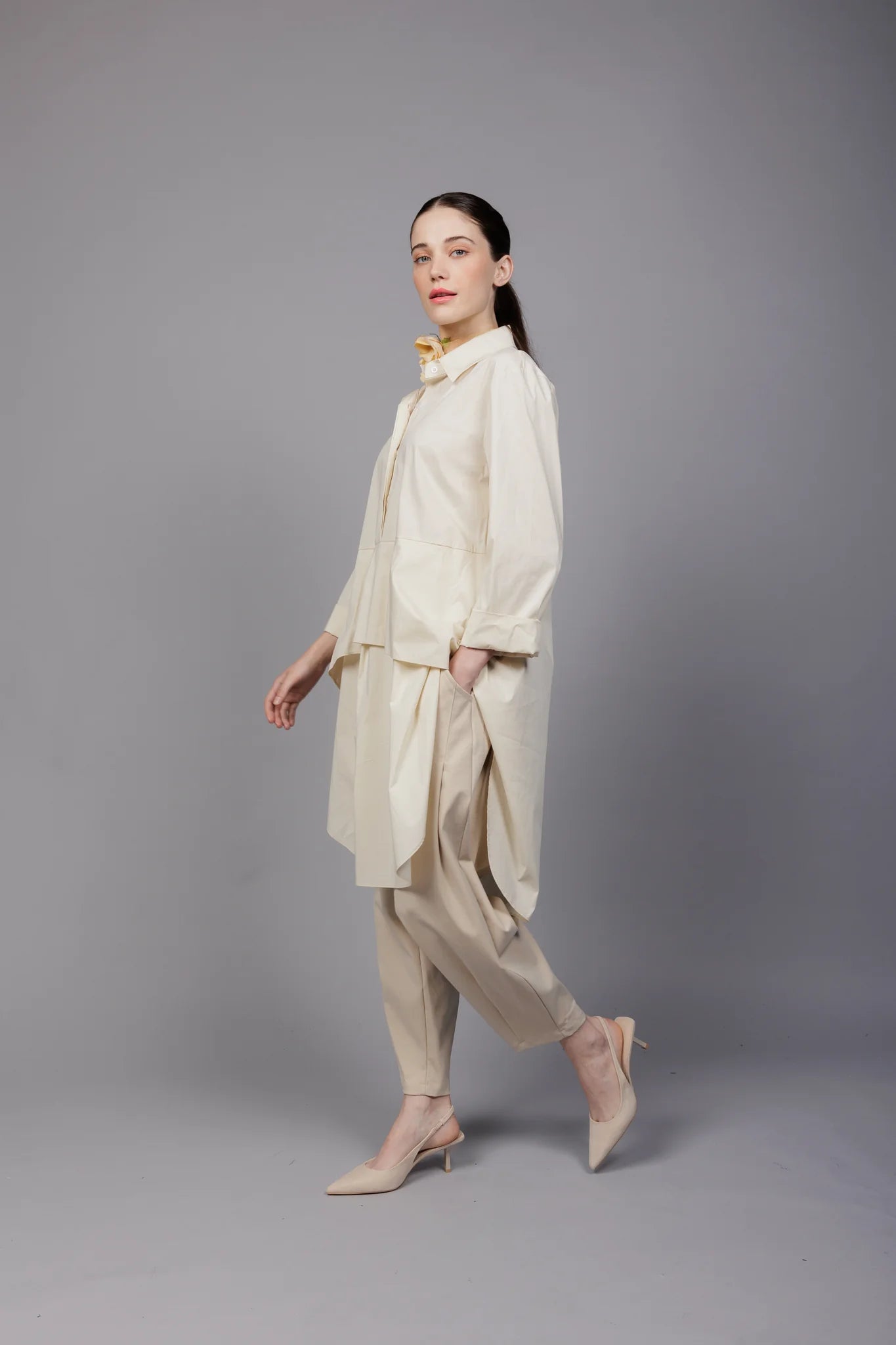 Light And Breathable Paolo Tricot, WT791914 Cotton Blend Lantern Pant Black