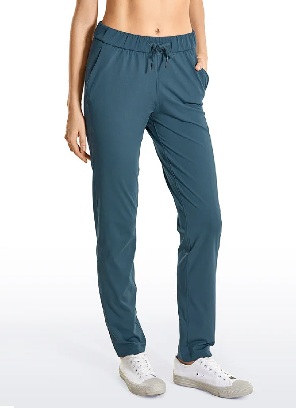 Effortless Dressing Stretch Drawstring Long Pants with Pockets 31''