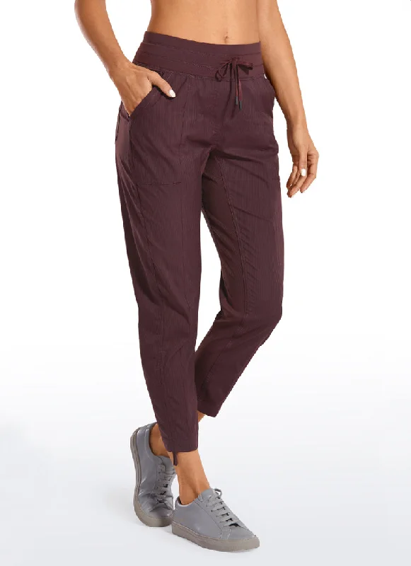 Relaxed Fit Striped Pants with Pockets 25''- Cinched Leg