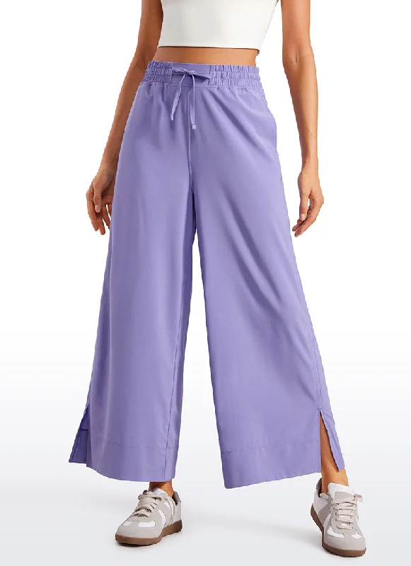 Light Comfort Feathery-Fit Soft Wide Leg High Waisted Capri Pants with Pockets 25''