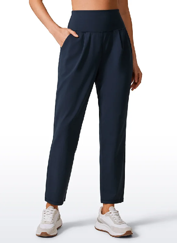 Breezy Comfort Butterlift Tapered Front Pleated Pants with Pockets 27‘’