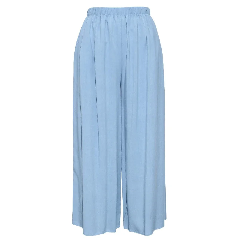 Solid Wide Leg Crop - Blue Gray