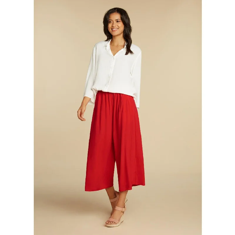 Solid Wide Leg Crop - Lipstick