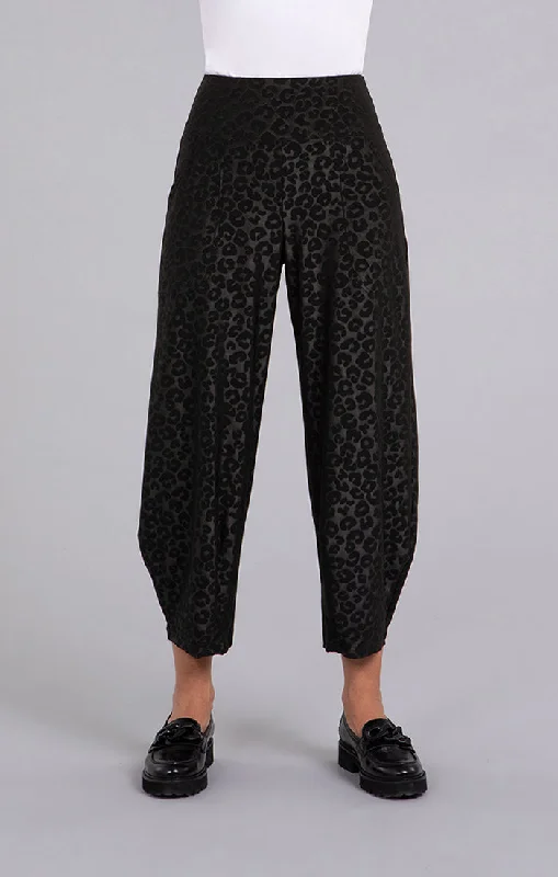 Sweet Girl Sympli, 27237EJ Narrow Lantern Embossed Pant, Black Animal Print