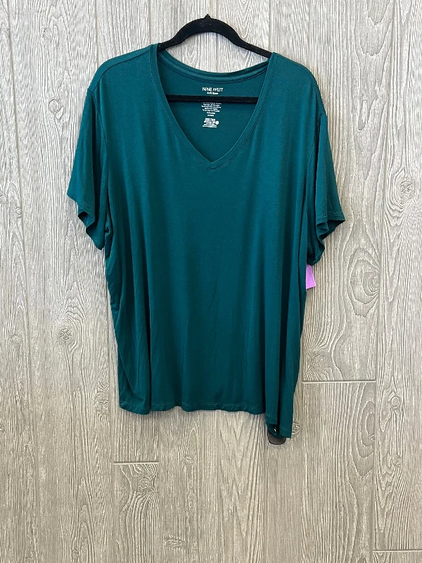Elegant Temperament Top Short Sleeve Basic By Nine West In Green, Size: 1x