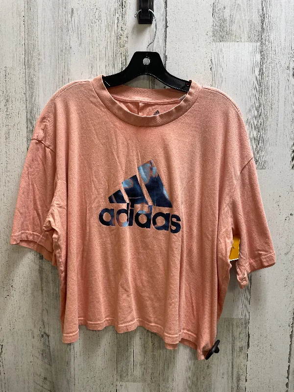 Elegant Dressing Top Short Sleeve By Adidas In Orange, Size: 3x