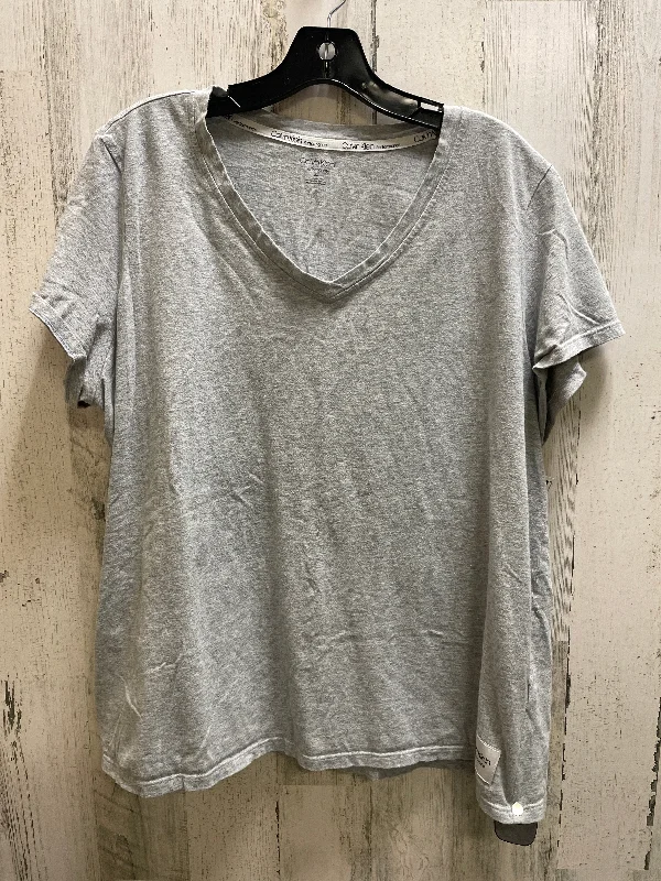 Relaxed Clothing Top Short Sleeve By Calvin Klein In Grey, Size: 2x