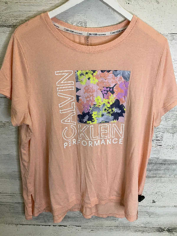 Simple Comfort Top Short Sleeve By Calvin Klein In Peach, Size: 1x