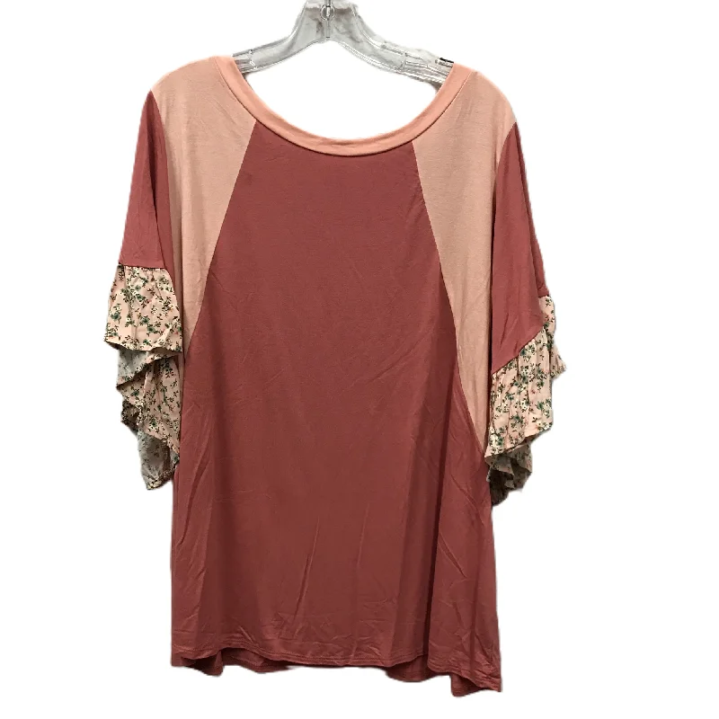 Fashion Must-have Top Short Sleeve By Chicsoul In Pink, Size: 3x