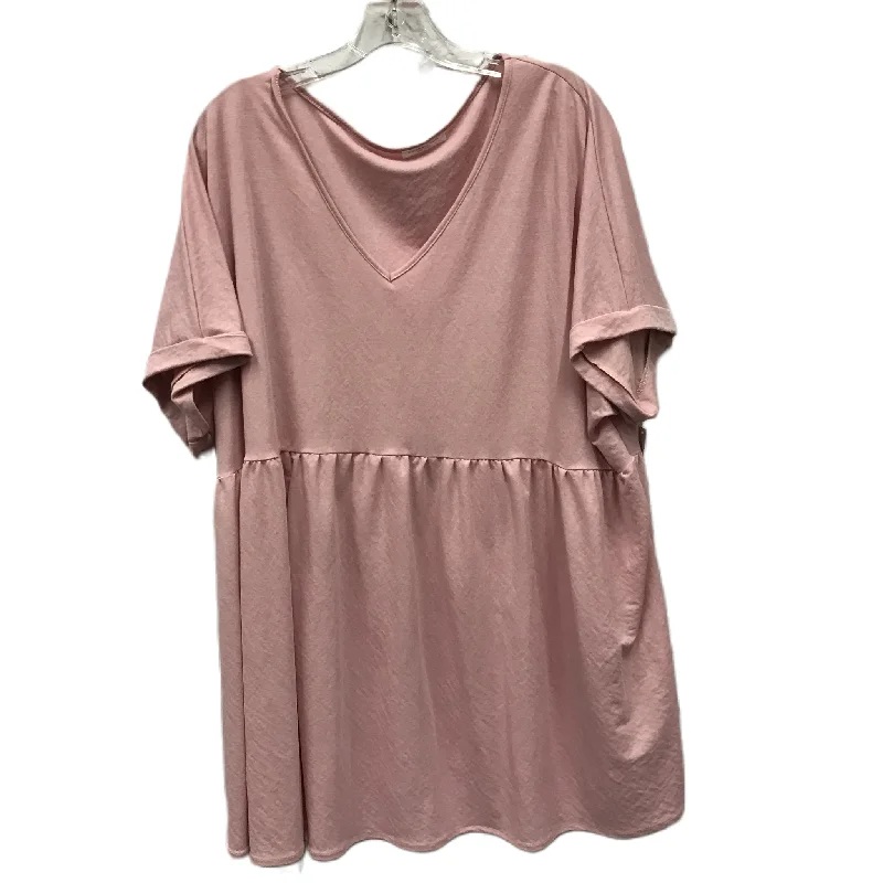 Short Design Top Short Sleeve By Chicsoul In Pink, Size: 3x
