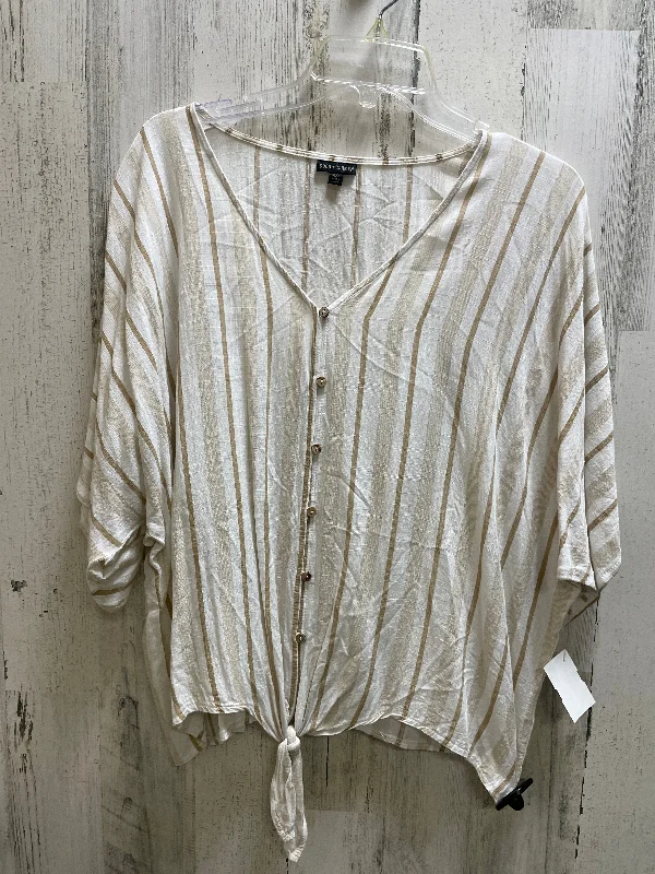 Customized Version Top Short Sleeve By Coco And Carmen In Tan, Size: 2x