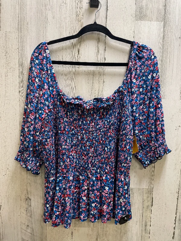 Casual Style Top Short Sleeve By Draper James In Blue, Size: 2x