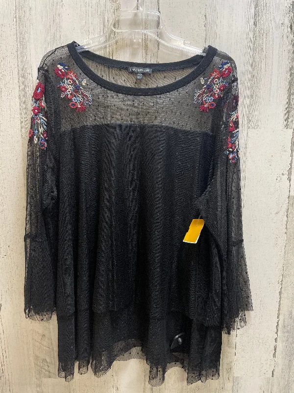 Fashion Wear Top Short Sleeve By Lane Bryant In Black, Size: 3x