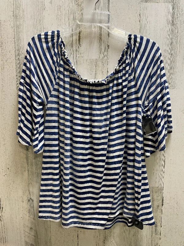 Fashion Style Top Short Sleeve By Lane Bryant In Blue, Size: 2x