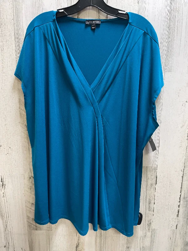 Youthful Vitality Top Short Sleeve By Lane Bryant In Blue, Size: 4x