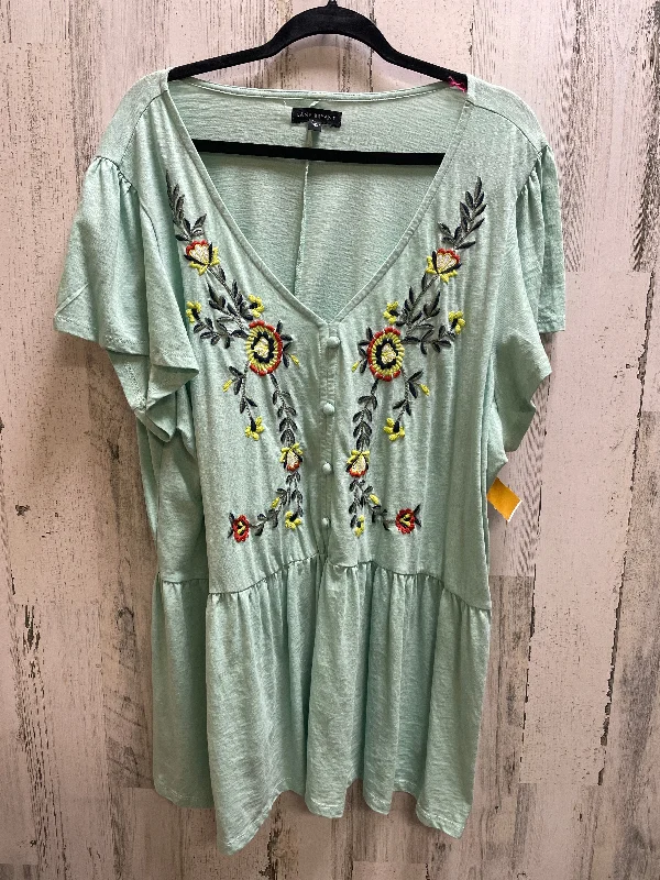 Exquisite Tailoring Top Short Sleeve By Lane Bryant In Green, Size: 3x