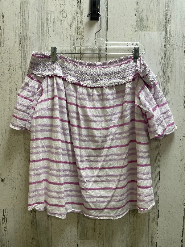 Simple Solid Color Top Short Sleeve By Lane Bryant In Purple, Size: 1x