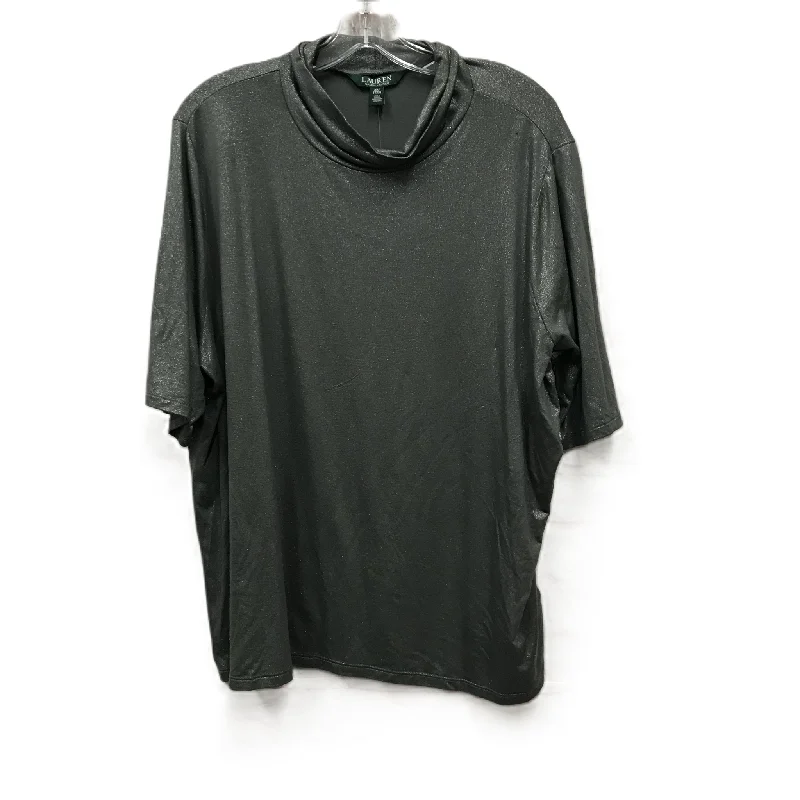 Sports Fashion Top Short Sleeve By Lauren By Ralph Lauren In Grey, Size: 3x