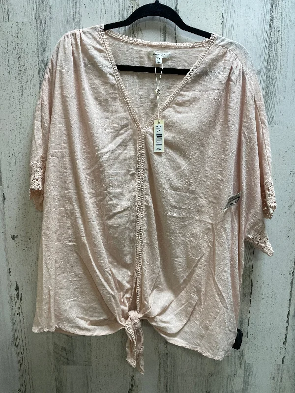 Easy Comfort Style Top Short Sleeve By Max Studio In Pink, Size: 3x