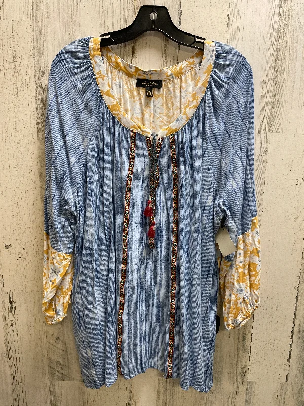 Stylish Ease Top Short Sleeve By Melissa Paige In Blue, Size: 3x