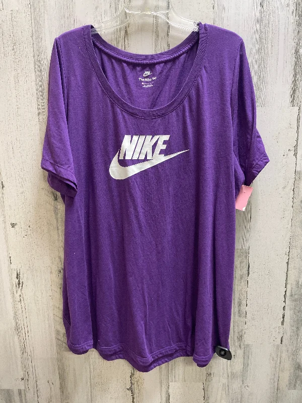 End Of The Year Top Short Sleeve By Nike In Purple, Size: 2x