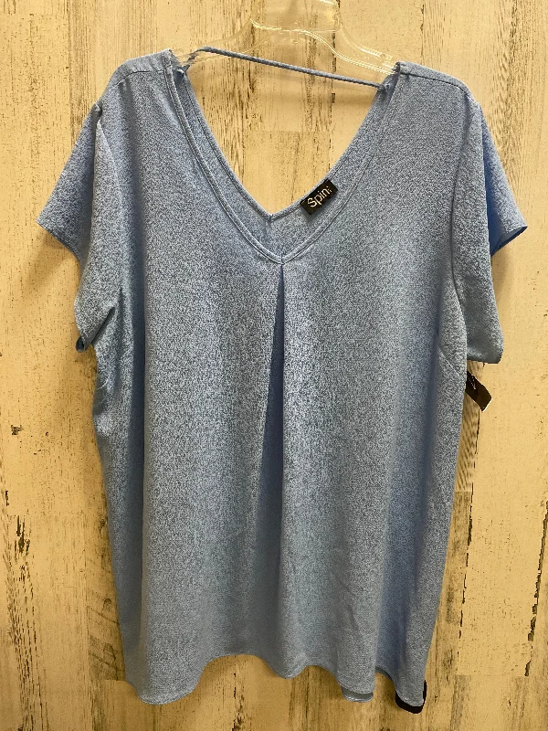 Elegant And Simple Top Short Sleeve By Spin In Blue, Size: 3x