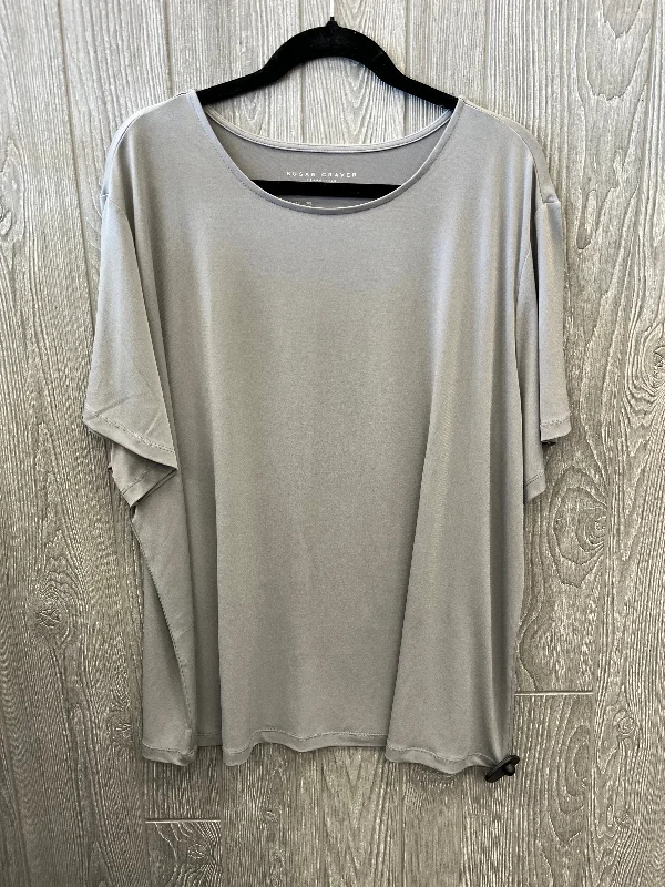 Fashionable Prints Top Short Sleeve By Susan Graver In Grey, Size: 3x