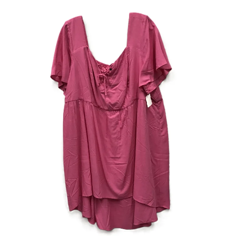 Autumn Selection Top Short Sleeve By Torrid In Pink, Size: 3x