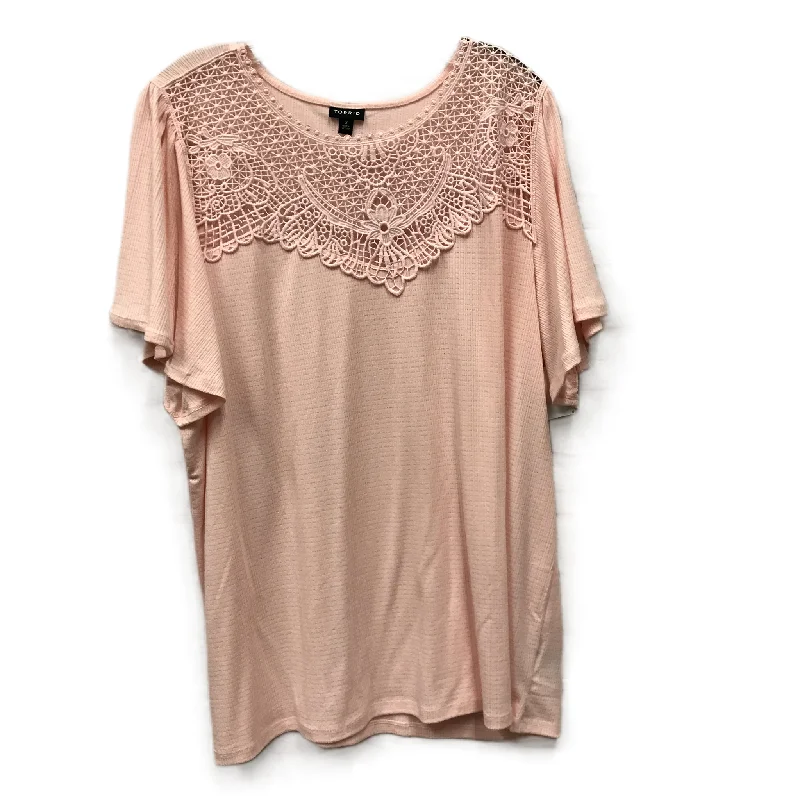 French Style Top Short Sleeve By Torrid In Pink, Size: 3x