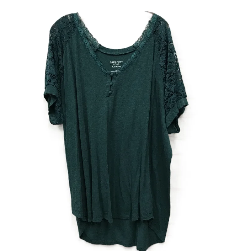 Trendy And Casual Top Short Sleeve By Torrid In Teal, Size: 4x